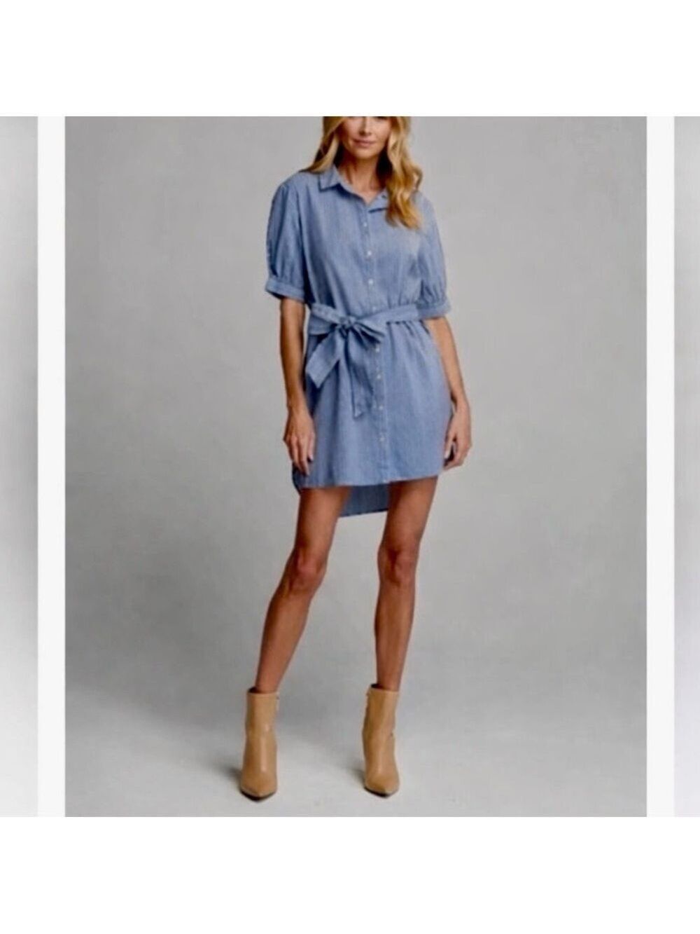 Anthropologie Sundays Murphy Chambray Shirt Dress Pockets size large